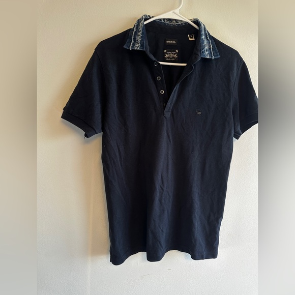 Diesel Other - Vintage Diesel Black Polo Shirt with Denim Collar Detail Casual Cotton‎ Classic